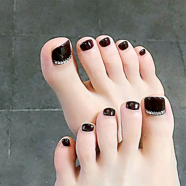 Toe Nail Patch Finished Wear Manicure Black Rhinestone Toe Nail Nail ZD 301 Zd301 - Shop at LoveMi