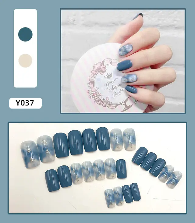 Net Red Fake Nail Finished Nail Patch Blue - Shop at LoveMi