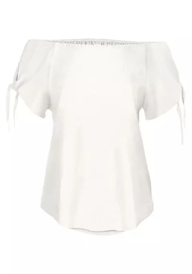 One Word Collar Bowknot Cuffs Casual Fashion T shirt White - Shop at LoveMi