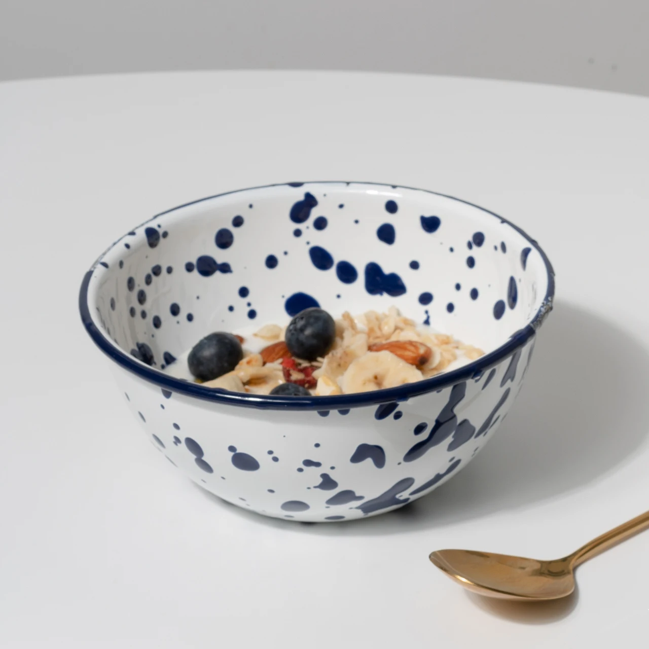 Handmade Ink-splashed Enamel Fruit Plate Enamel Water Cups Dishes Tableware - Bowl