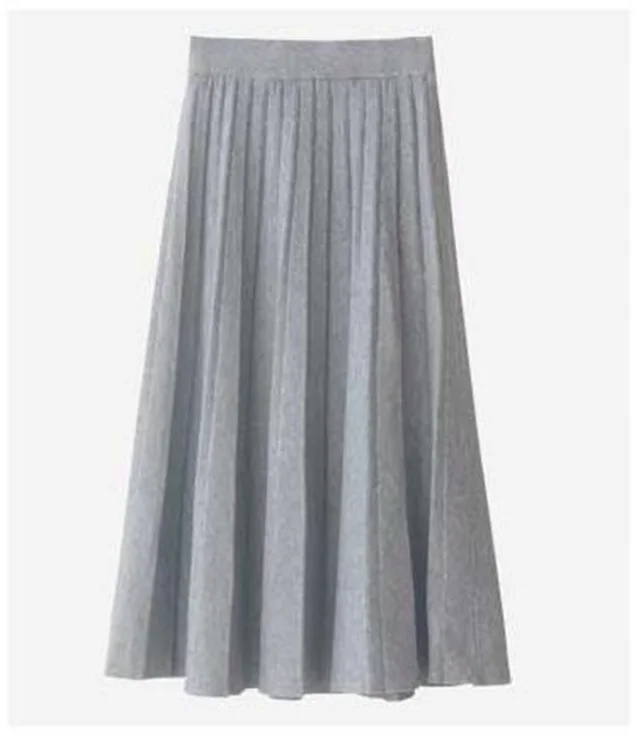 Knitted Half length Skirt Female Autumn And Winter A line Thickened Half length Woolen Skirt Grey - Shop at LoveMi