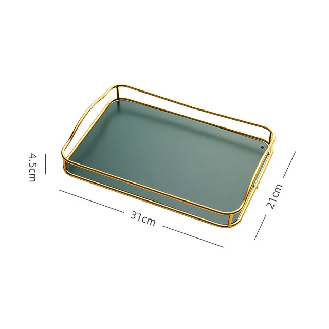 Household Rectangular Tea Tray Water Cup Storage Tray - Green