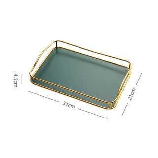 Household Rectangular Tea Tray Water Cup Storage Tray - Green