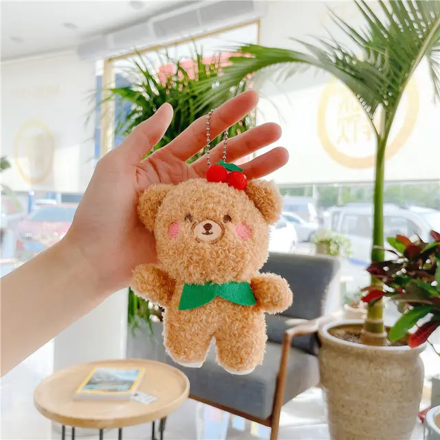 Plush Toy Strawberry Bear Rabbit Toy Keychain Pendant Brown - Shop at LoveMi