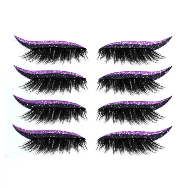 3D False Eyelashes With Magnetic 4 Pairs Of Glue free Self adhesive Eyelashes Purple - Shop at LoveMi