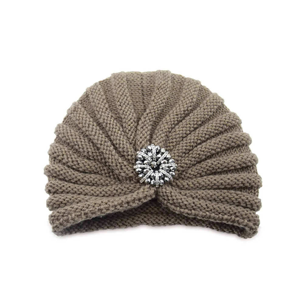 Round Beads Accessories Hat Woolen Hat Knitted Hat Bohemian Toe Cap - Khaki