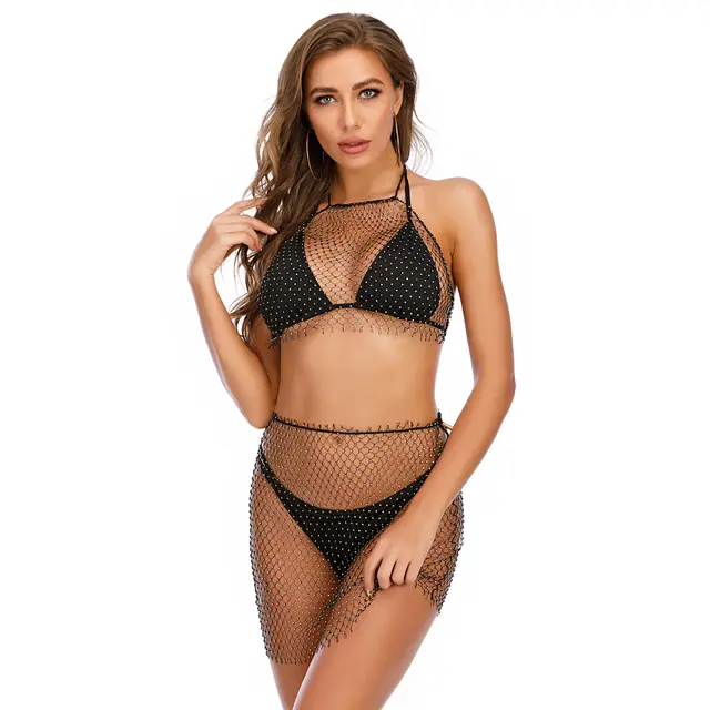 Mini Lace Beach Dress, Fishing Net, Wrap Dress, See through Mesh Beach Dress, Sexy, Summer Suit - Shop at LoveMi