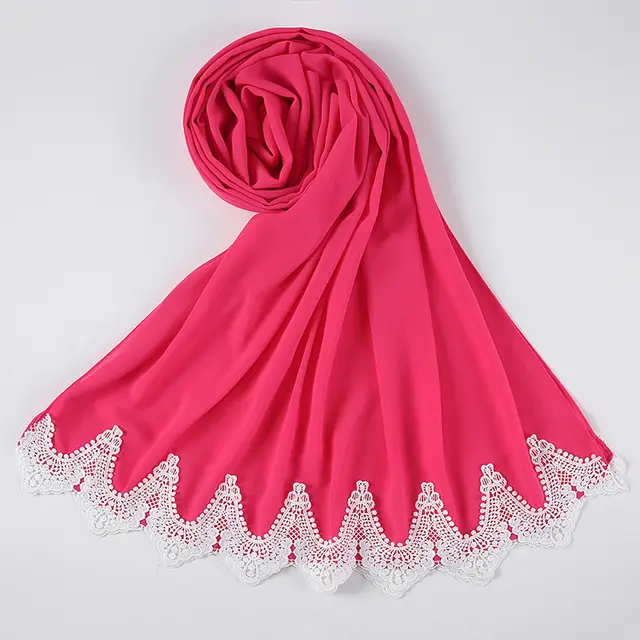 New Pearl Chiffon Scarf Malaysia Fashion Stitching Lace Scarf 18 Style - Shop at LoveMi