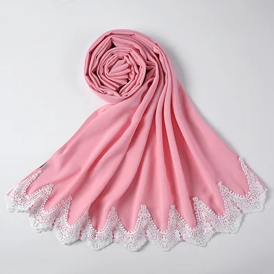 New Pearl Chiffon Scarf Malaysia Fashion Stitching Lace Scarf 20Style - Shop at LoveMi