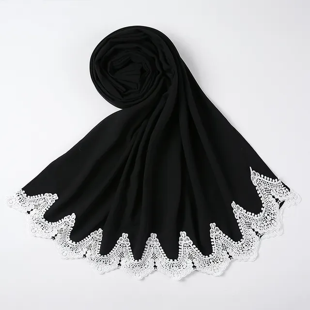 New Pearl Chiffon Scarf Malaysia Fashion Stitching Lace Scarf 9 Style - Shop at LoveMi