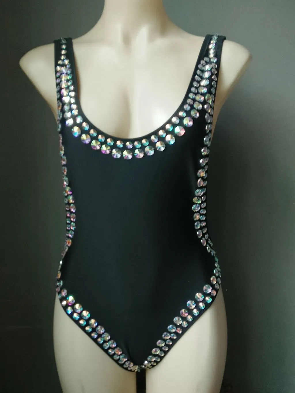 One Piece Diamond Swimsuit One Piece Bikini - Black