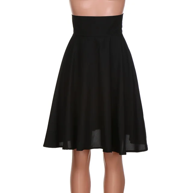 Solid Color High Waist Pleated Slim Women's Skirt Black - Shop at LoveMi