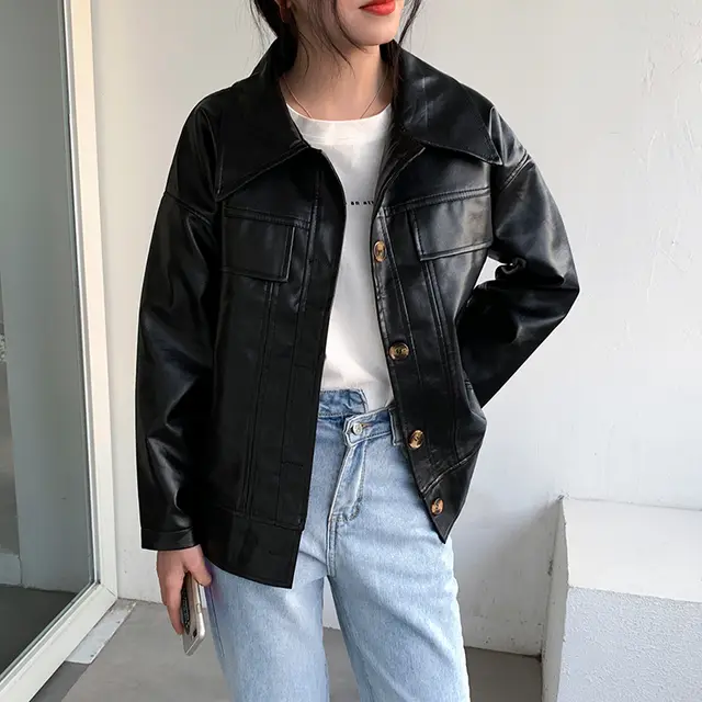 Jacket Small PU Leather Short Jacket Spring And Autumn Black - Shop at LoveMi