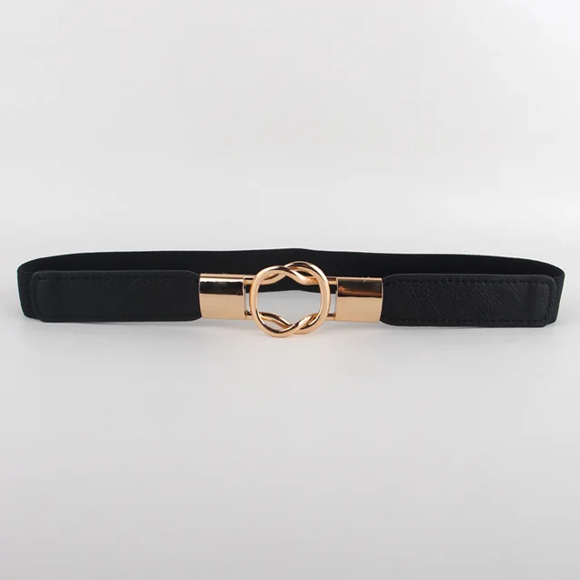 Fashion Buckle Elastic Thin Belt Black - Shop at LoveMi
