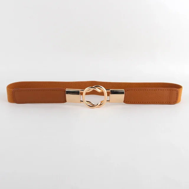 Fashion Buckle Elastic Thin Belt Camel - Shop at LoveMi