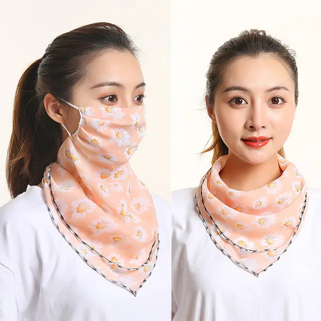 Bib Silk Scarf Women Summer Sunscreen Mask Neck Guard Face Mask 10.Style - Shop at LoveMi