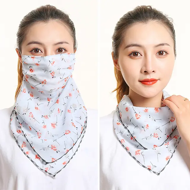 Bib Silk Scarf Women Summer Sunscreen Mask Neck Guard Face Mask 18.Style - Shop at LoveMi