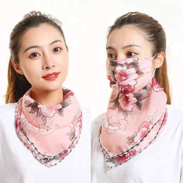Bib Silk Scarf Women Summer Sunscreen Mask Neck Guard Face Mask 20.Style - Shop at LoveMi