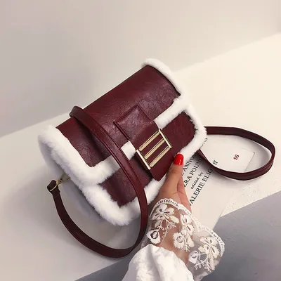 Autumn And Winter Lamb Hair Texture Small Bag Women Korean Version Of The New Fashion Red - Shop at LoveMi