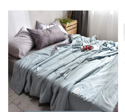 Washed Cotton Air conditioning Quilt, Cool In Summer, Thin Cotton Quilt Blue - Shop at LoveMi