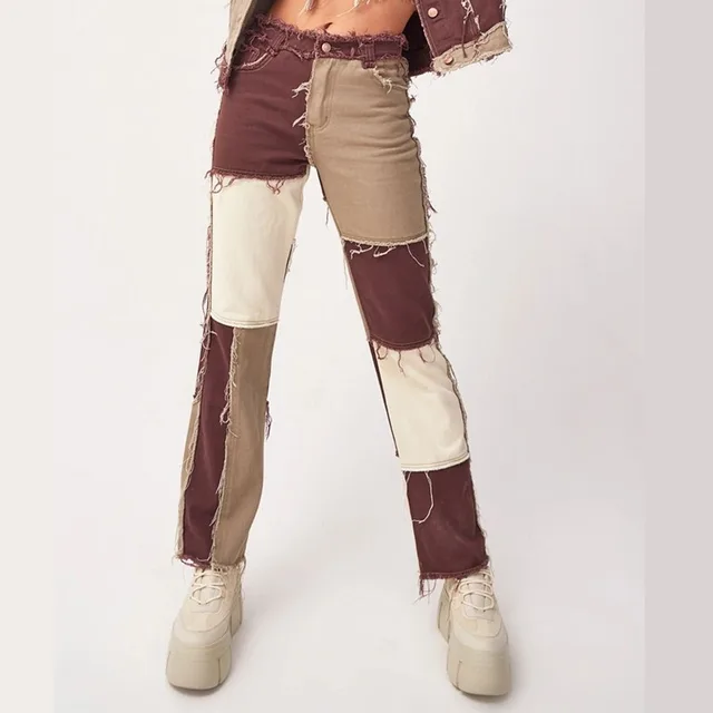 Women's Pants High Waist Slimming Leisure Jeans Wine Red - Shop at LoveMi