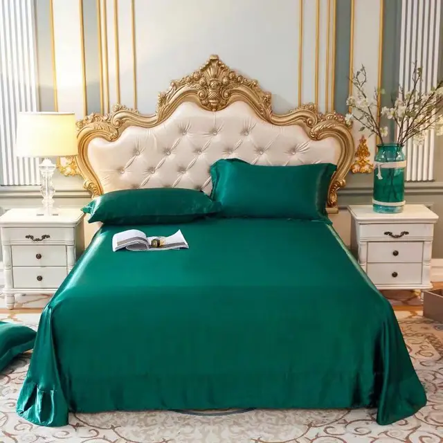 Household Double sided Ice Silk Bed Sheet Bedding Emerald Green - Shop at LoveMi