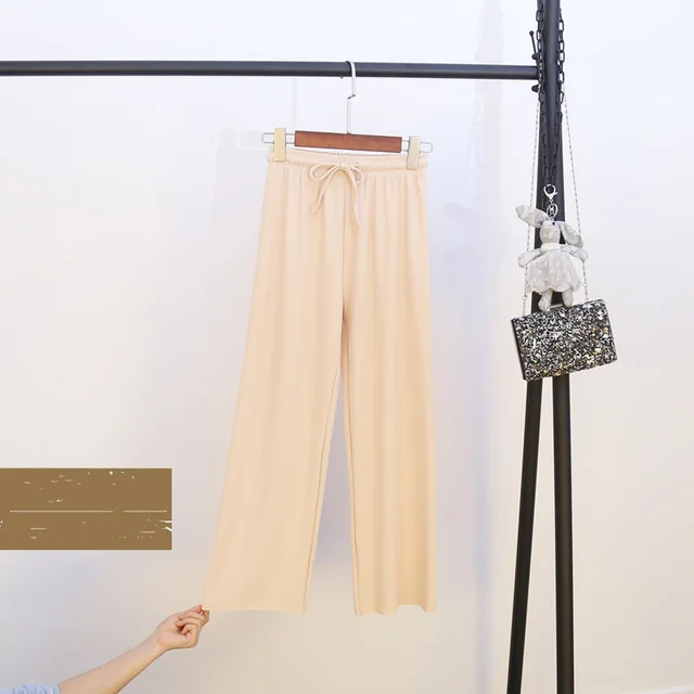 Black Drape Straight Long Mopping Pants Apricot - Shop at LoveMi