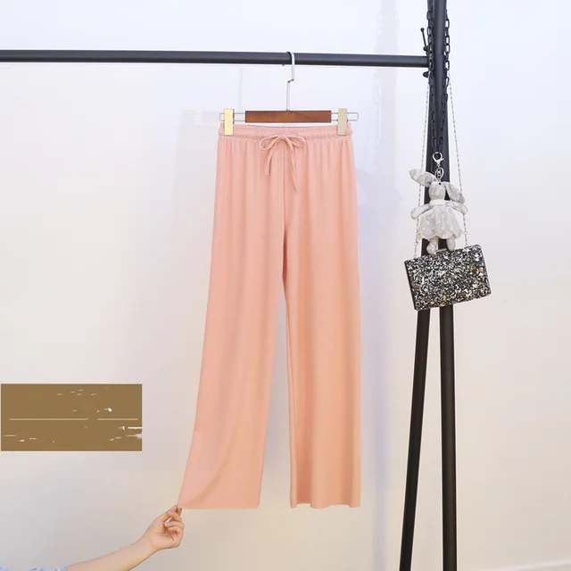 Black Drape Straight Long Mopping Pants Pink - Shop at LoveMi