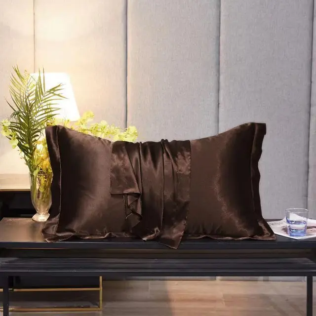 Single Double Household Simple Ice Silk Pillowcase Dark Coffee - Shop at LoveMi