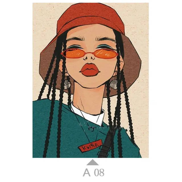 Diamond Painting Embroidery Cartoon Girl Colorful Hair Full Square Resin Drill Wall Art Decoration Handmade A08 - Shop at LoveMi