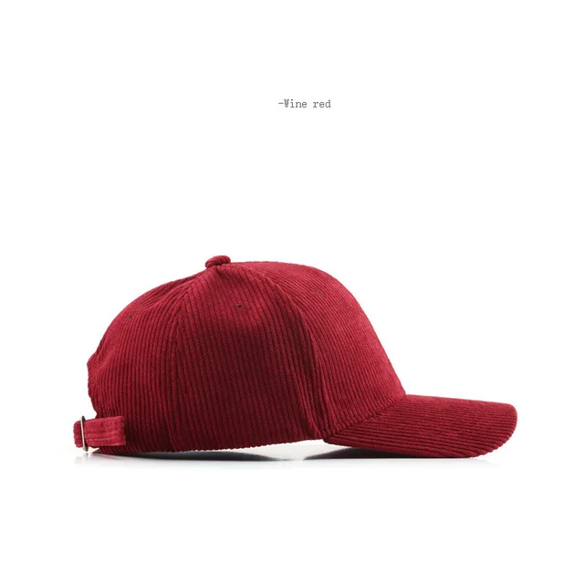 Women's Corduroy Solid Color Light Board Curved Brim Cap Wine Red - Shop at LoveMi