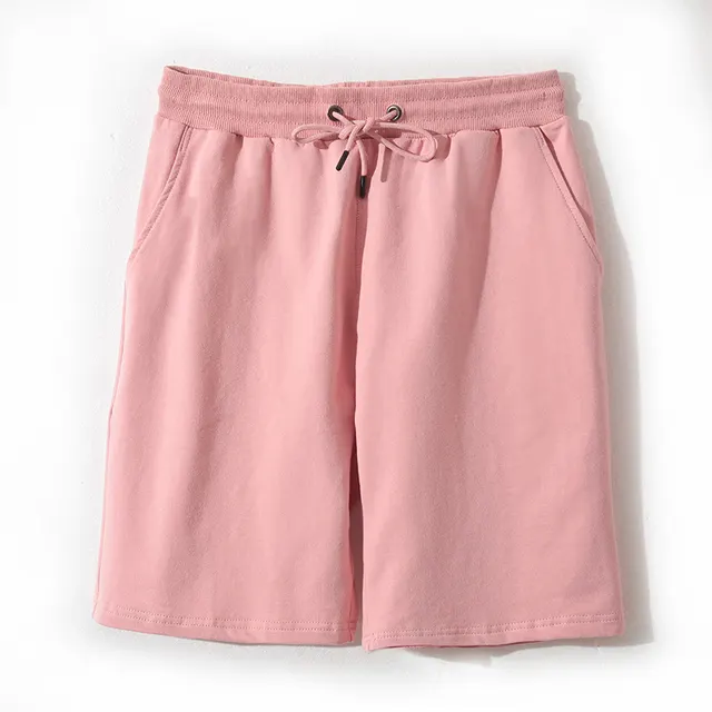 Loose Elastic Waist Solid Color Shorts Casual High Waist Wide Leg Five Point Pants Pink - Shop at LoveMi