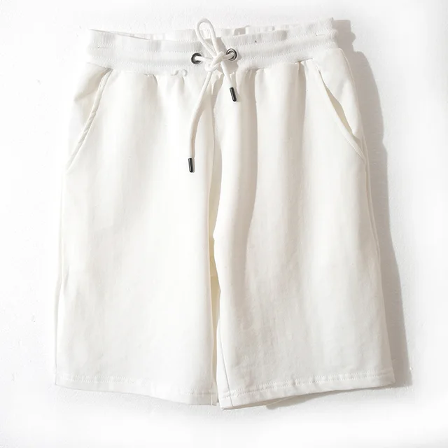 Loose Elastic Waist Solid Color Shorts Casual High Waist Wide Leg Five Point Pants White - Shop at LoveMi