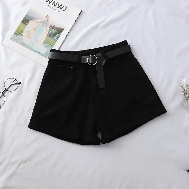 Women's High Waist Curled Denim Shorts Black - Shop at LoveMi