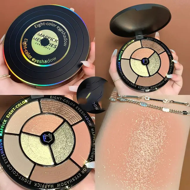 Vinyl Record Eight color Eyeshadow Palette Earth Orange Neon Color Pink - Shop at LoveMi