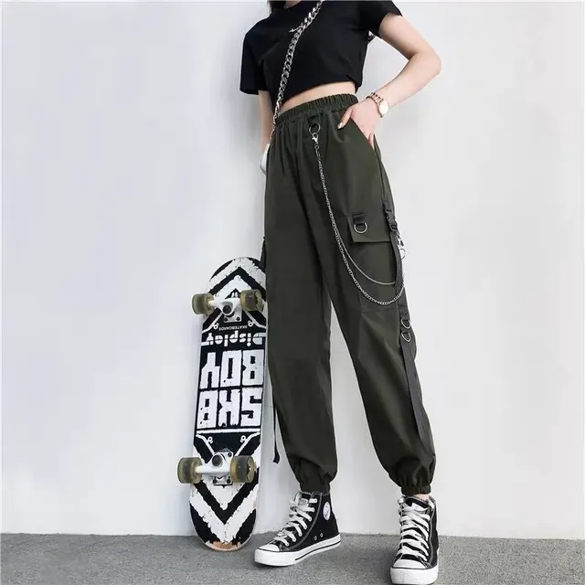 Women Cargo Pants Harem Pants Fashion Punk Pockets Jogger Army Green - Shop at LoveMi
