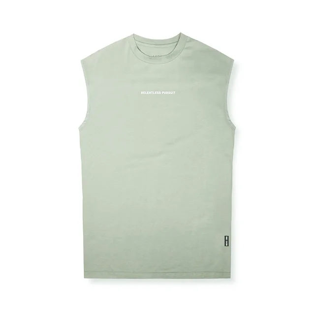 Fashion Brand Loose Large Size Sleeveless T shirt Men's Vest Sports Bottoming Shirt Green - Shop at LoveMi