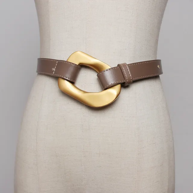 Leather Belt Women's All match Jeans Belt Simple Dress Belt Khaki - Shop at LoveMi