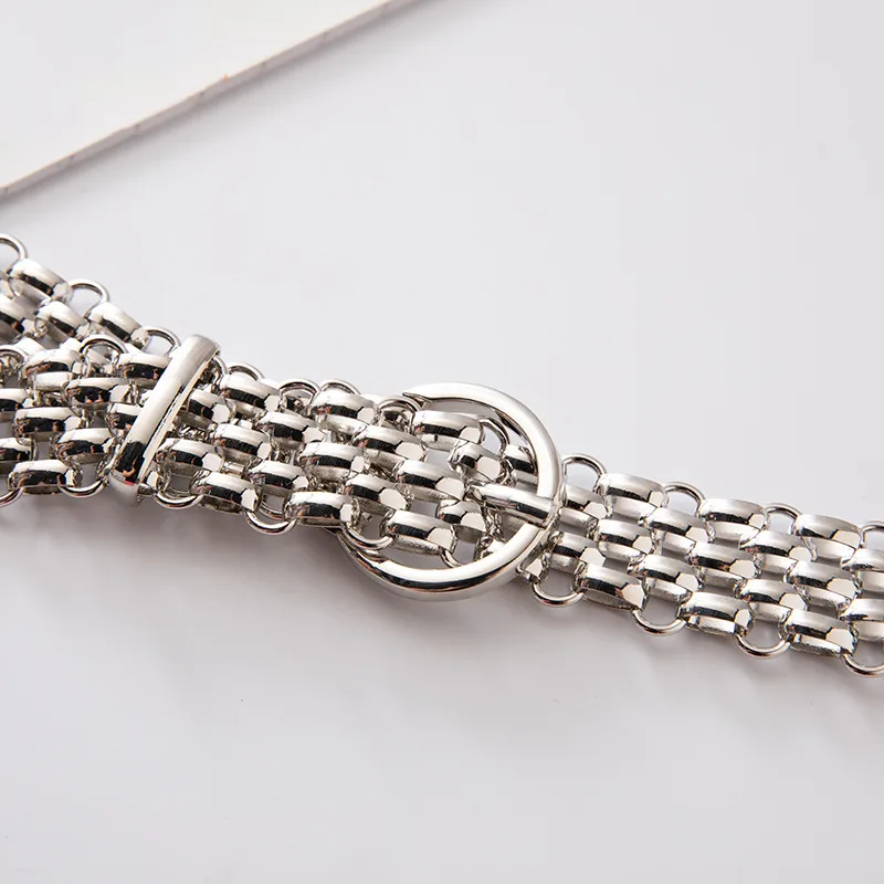 Fashionable Metal Waist Chain Can Adjust Dress Pants Belt - Silver