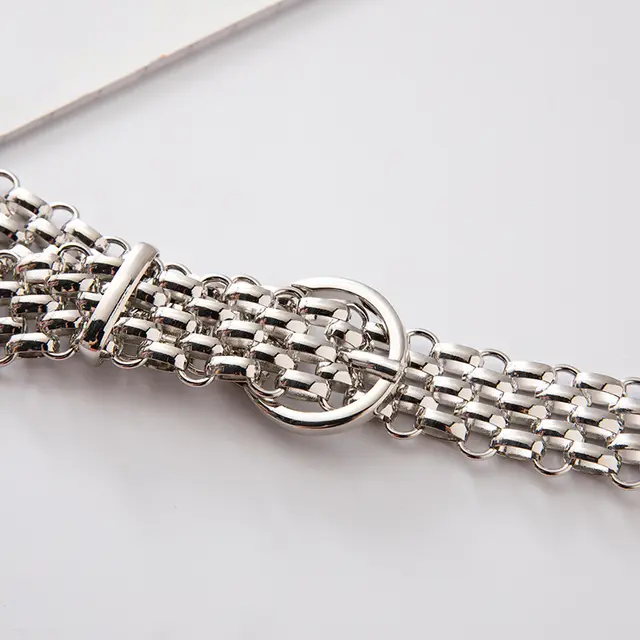 Fashionable Metal Waist Chain Can Adjust Dress Pants Belt Silver - Shop at LoveMi