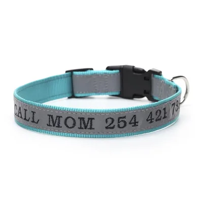 Personalized Phone Name Embroidered Reflective Dog Collar Green Forest Color - Shop at LoveMi