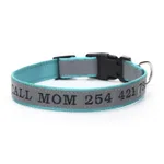 Personalized Phone Name Embroidered Reflective Dog Collar - Green Forest Color - View 1