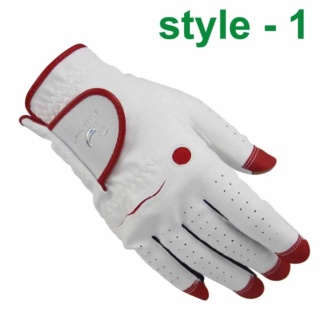 PU Fabric Breathable And Convenient Sun Protection Hands Golf Fingerless Gloves White Red - Shop at LoveMi