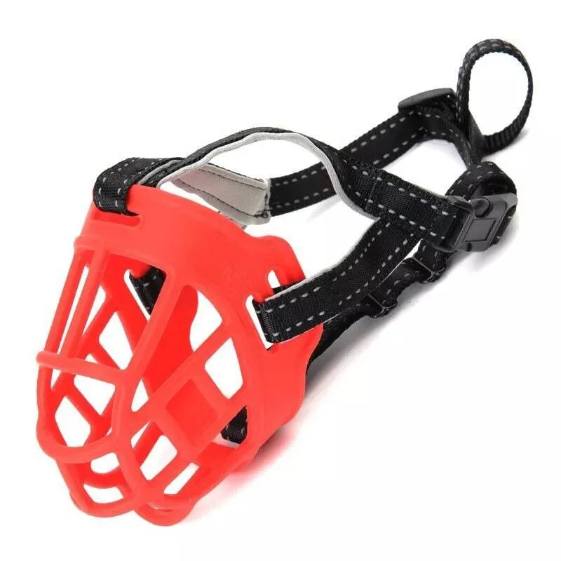 Silicone Pet Muzzle Dog Bite And Barking Soft Mask Muzzle - Red