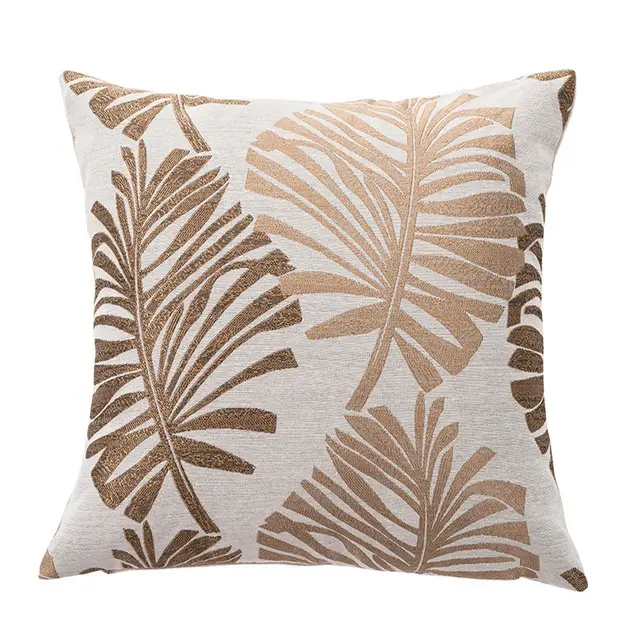 Car Cushion Cotton And Linen Leaf Hug Pillowcase Sofa Backrest Pillowcase Coffee - Shop at LoveMi