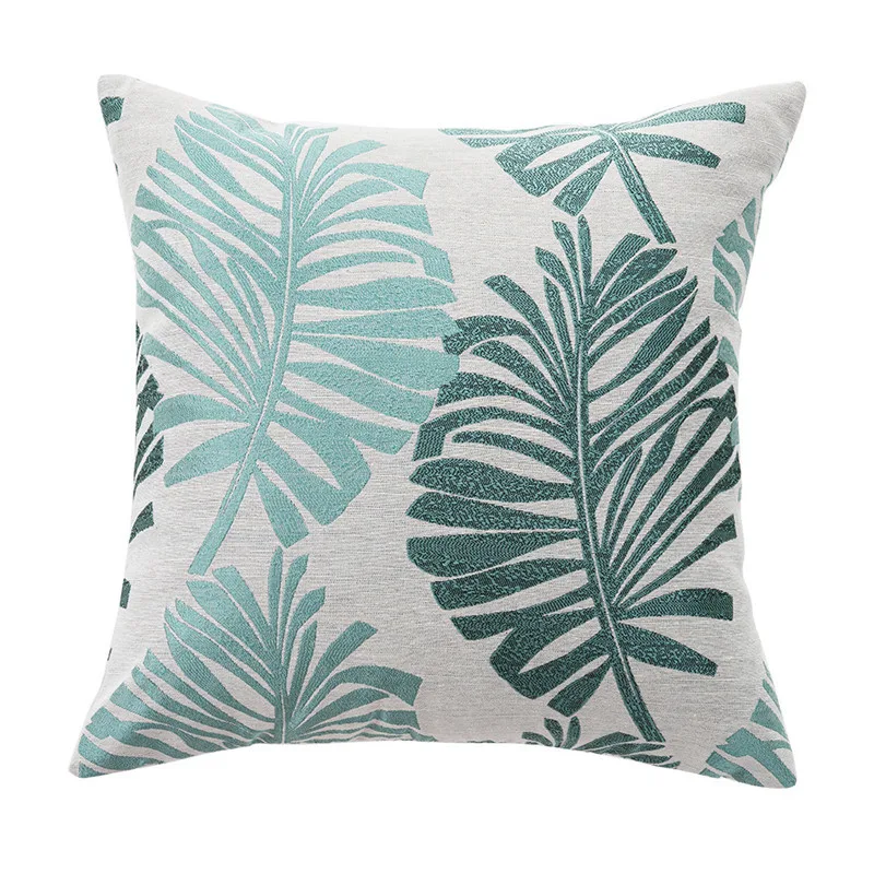 Car Cushion Cotton And Linen Leaf Hug Pillowcase Sofa Backrest Pillowcase Green - Shop at LoveMi