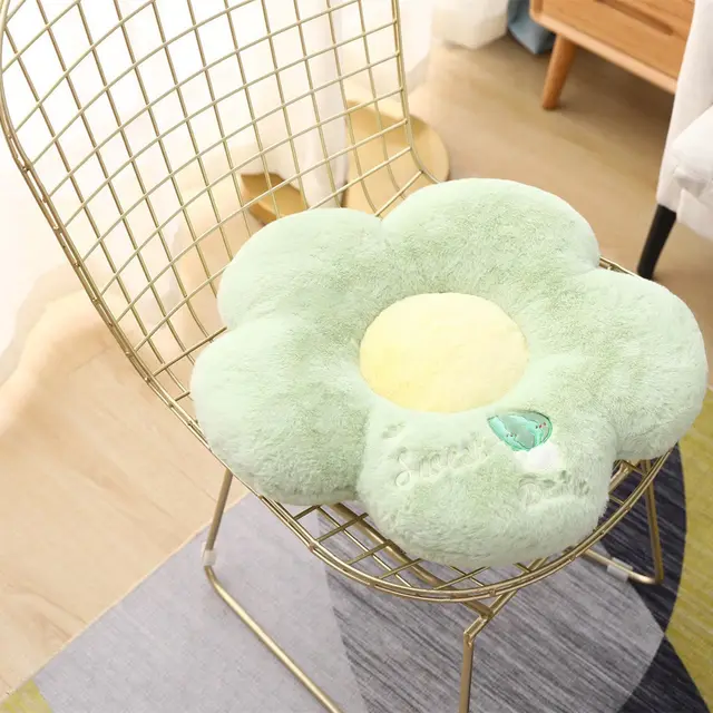 Ins Student Office Flower Cushion Plush Pillow Chair Cushion Bay Window Cushion Flower Tatami Mat Green - Shop at LoveMi