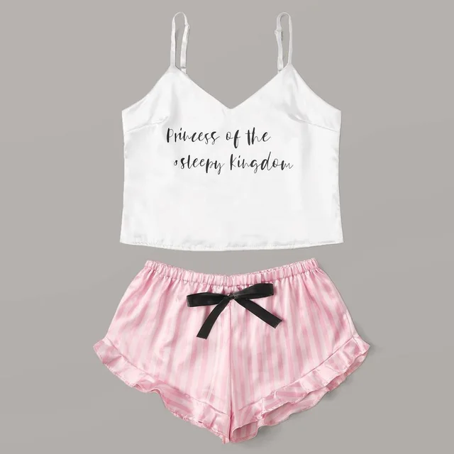 Striped Satin Sexy Lingerie Set Pink - Shop at LoveMi