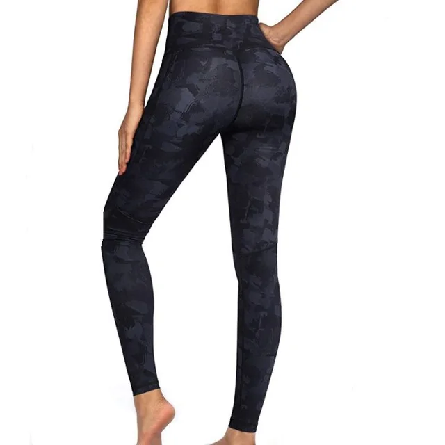 High Stretch Print Ladies Running Fitness Exercise Yoga Leggings Camouflage Black - Shop at LoveMi