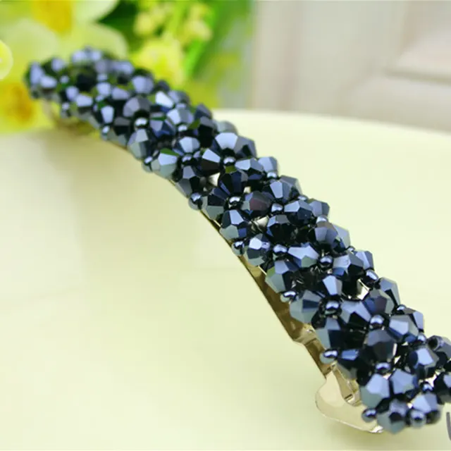 Four Rows Of Crystal Hair Clips, Spring Clips Navy - Shop at LoveMi